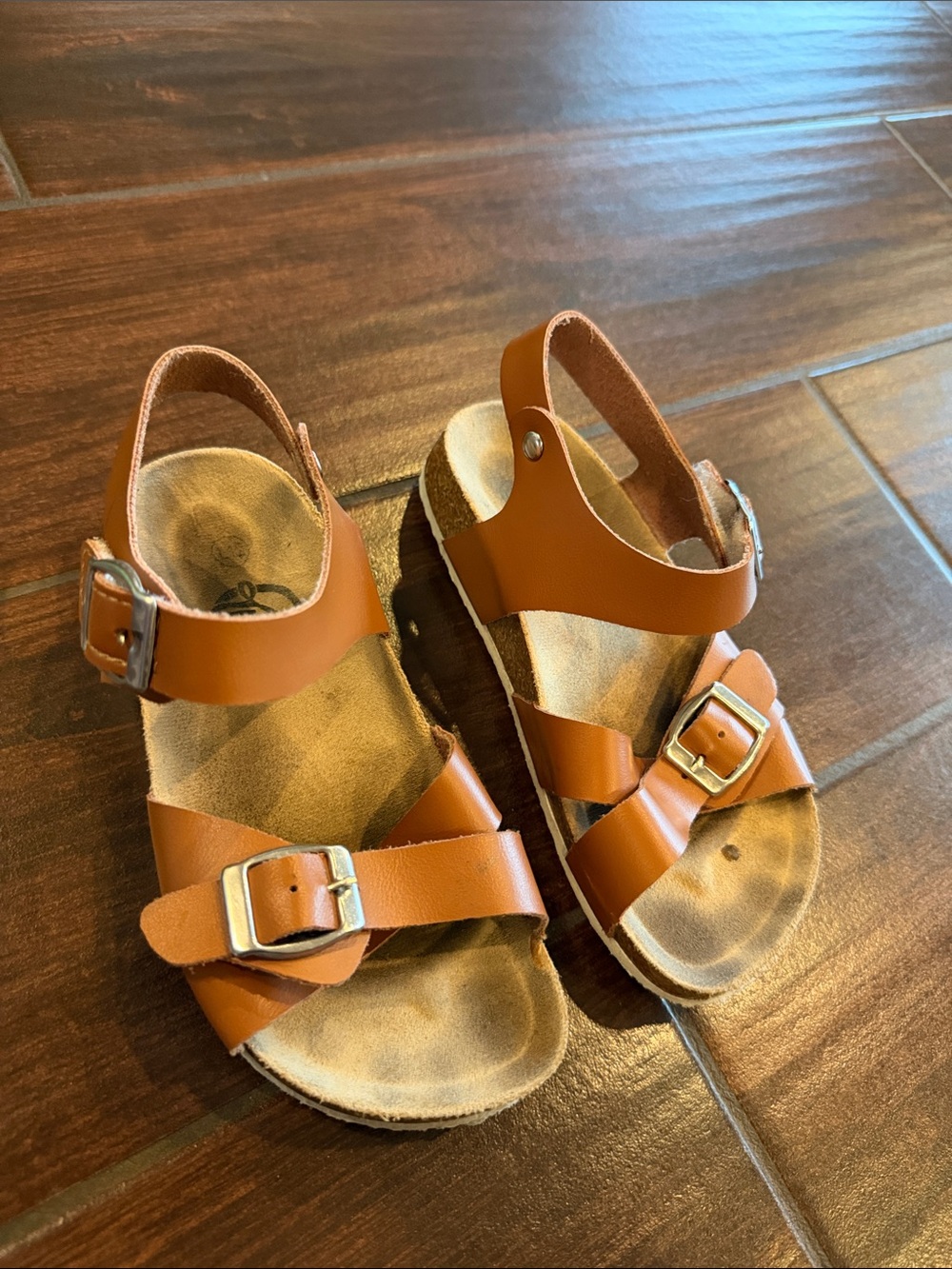 Trary Tan Brown Adjustable Buckle Kids Sandals